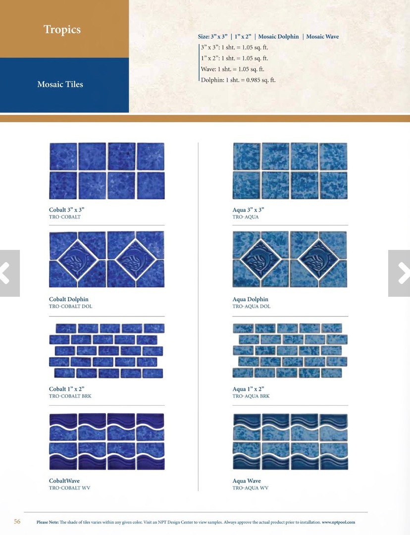 Little Tile Inc - Online Source To Pool Tiles - Pool Glass - Pool Mosaics  and more - Tropics Series-NPT